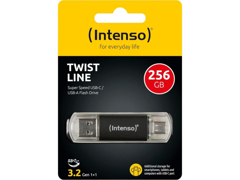 INTENSO Twist Line, USB-C/USB-A, USB Kľúč, 256GB