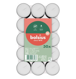Sviečka Bolsius, čajová, 6 hod., biela, bal. 30 ks