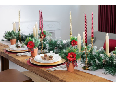 Sviečka MagicHome Vianoce, LED, 2xAAA, jednoduché svietenie, časovač, krémová/zlatá, metalický efekt, 3x25 cm