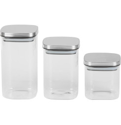 Nádoba MagicHome, sada 3 ks, 800/1100/1500 ml, sklenená, s nerezovým uzáverom