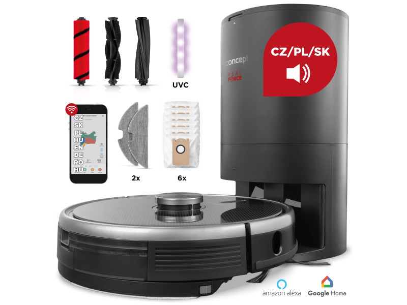 CONCEPT vr3520nC Robotický vysávač s mopom 3v1 REAL FORCE Laser Complete Clean Care UVC