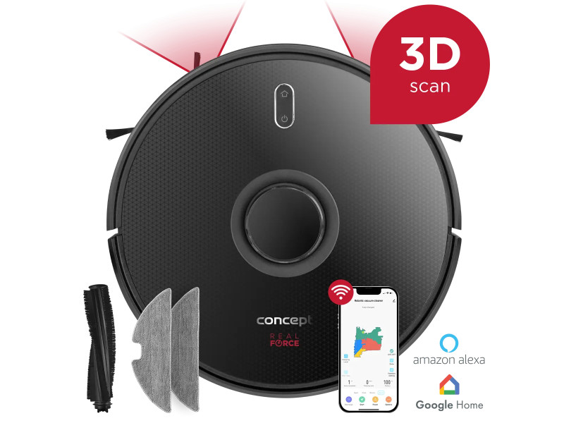 CONCEPT VR3400 Robotický vysávač s mopom 2v1 REAL FORCE Laser 3D