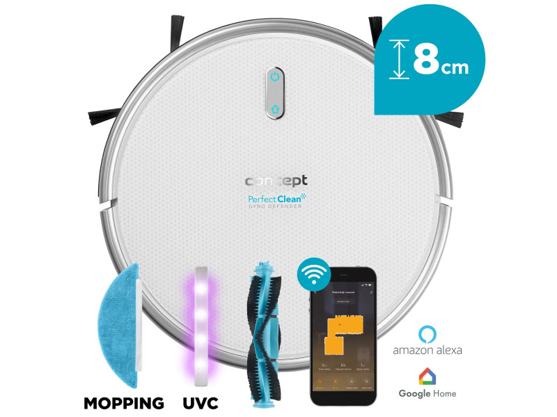 CONCEPT VR2020 Robotický vysávač s mopom 3 v 1 PERFECT CLEAN GYRO DEFENDER UVC