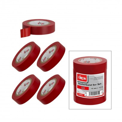 DEMA Elektrikárska izolačná páska 15mm / 10 m, červená, 5 ks