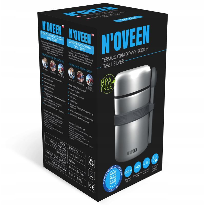 NOVEEN TB961 Silver, Termoskový obedár, 2 L