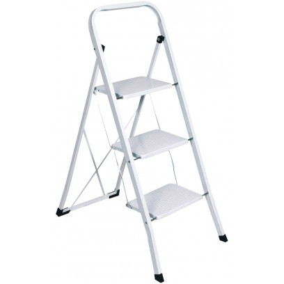 DEMA Skladacie schodíky 3-stupňové, biele