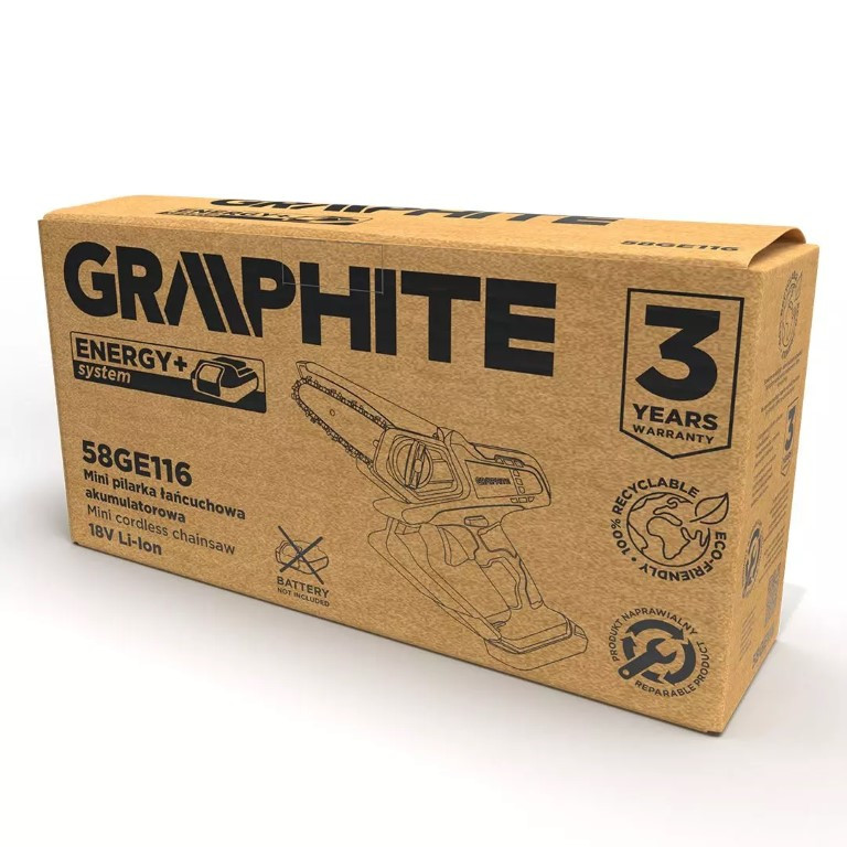 GRAPHITE ENERGY+, Mini reťazová píla 18V, Li-Ion