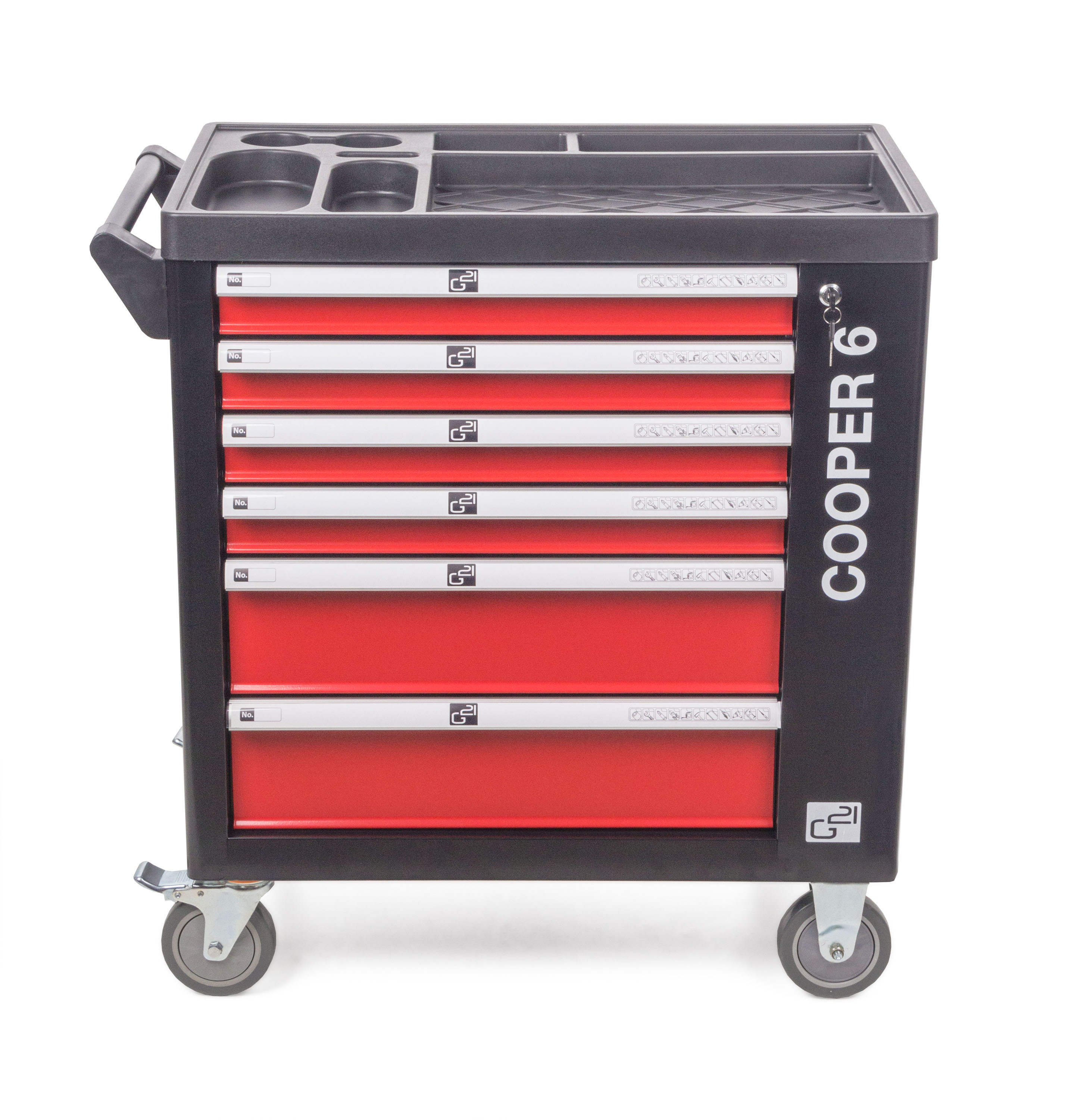 Dielenský vozík G21 Cooper 6, čierno-červený
