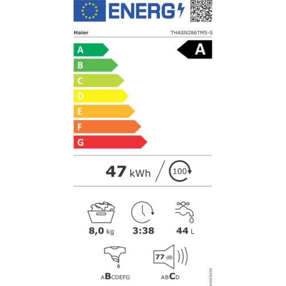 THASN286TM5-S vrchom plnená práčka HAIER