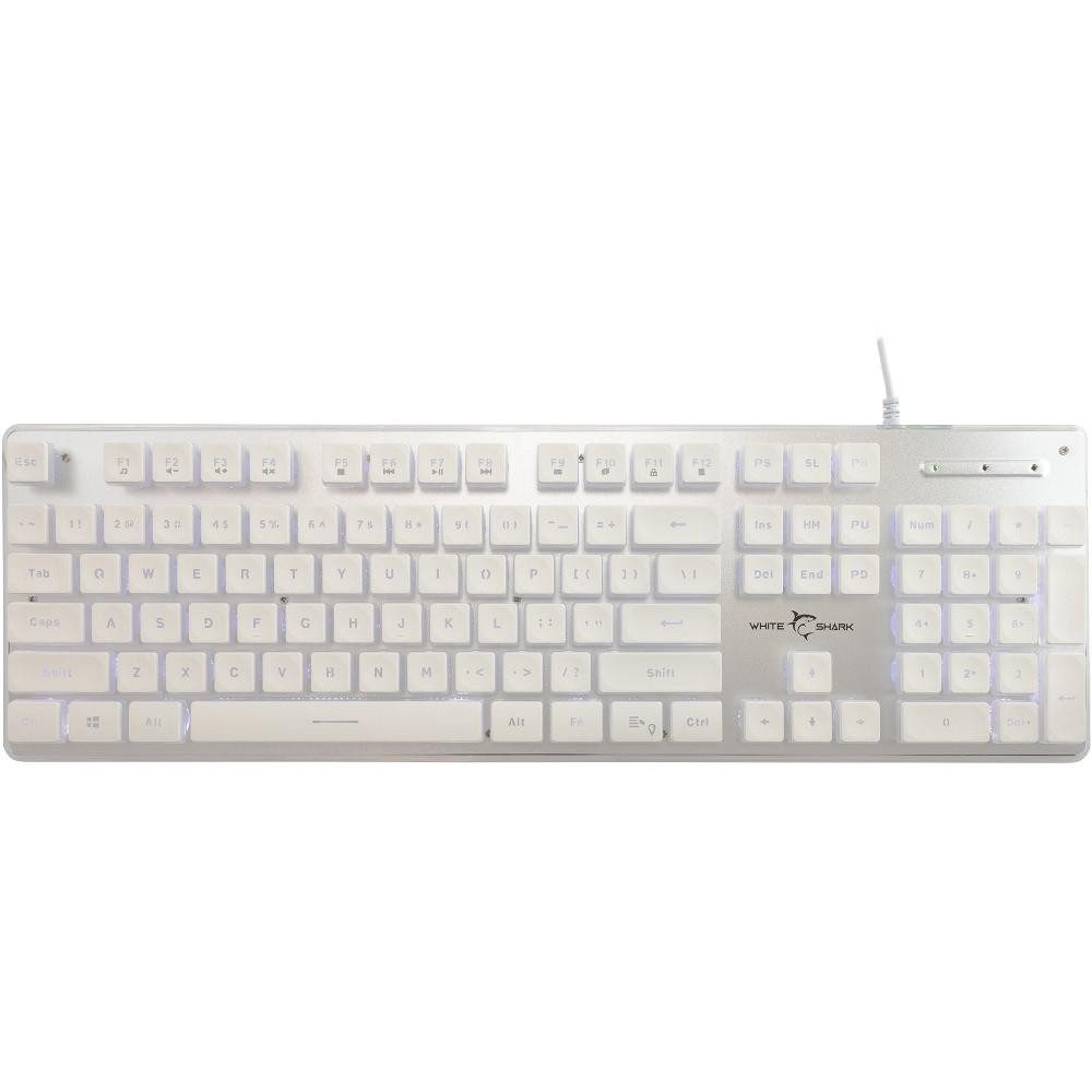 Herná klávesnica TACHI biela White Shark