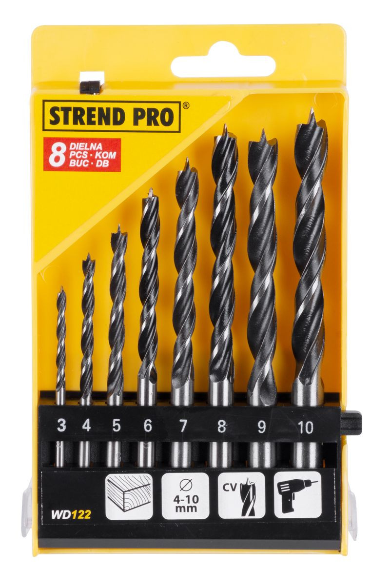 Sada vrtákov Strend Pro WD122, 8 dielna, 3-10 mm, Wood, do dreva