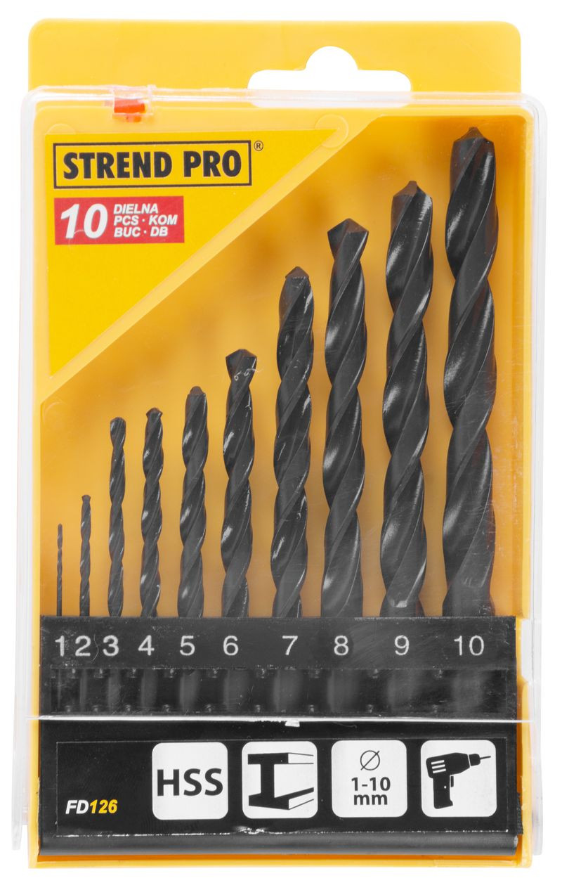 Sada vrtákov Strend Pro FD126, 10 dielna, 1-10 mm, HSS, do kovu