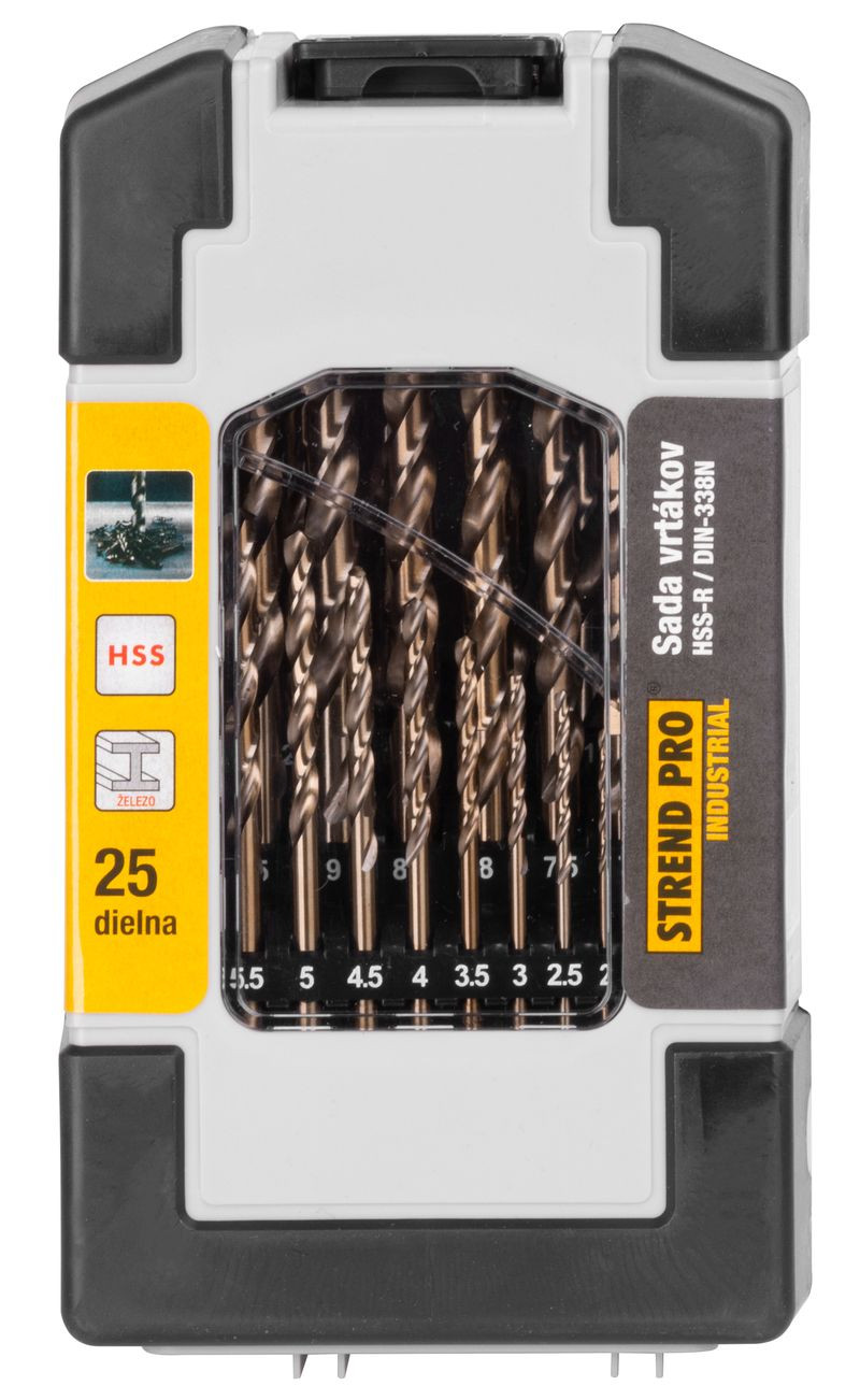 Sada vrtákov Strend Pro M2, do kovu, 25 diena, 1-13 mm, HSS, DIN-338, professional