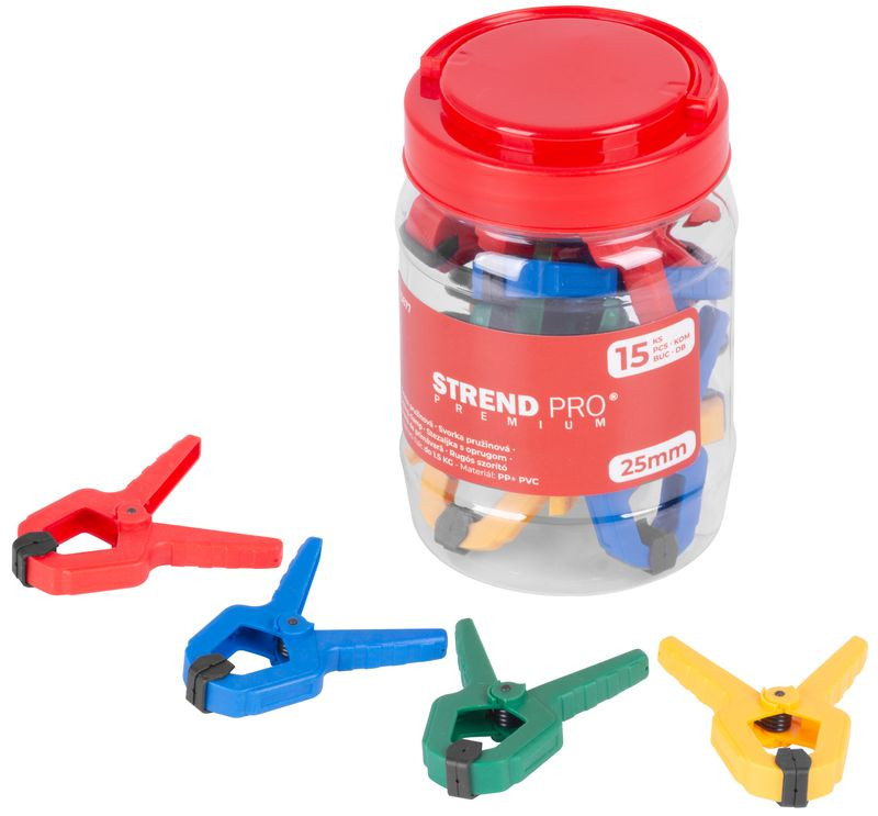 Svorka Strend Pro Premium DT825 pružinová, mix farieb, v dóze 15 ks, 1&quot;/25 mm