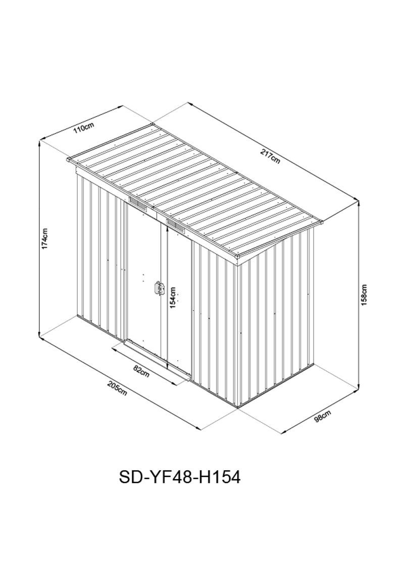 Domček Strend Pro, záhradný, plech, antracit, so základňou, 217 x 110 x 174  cm