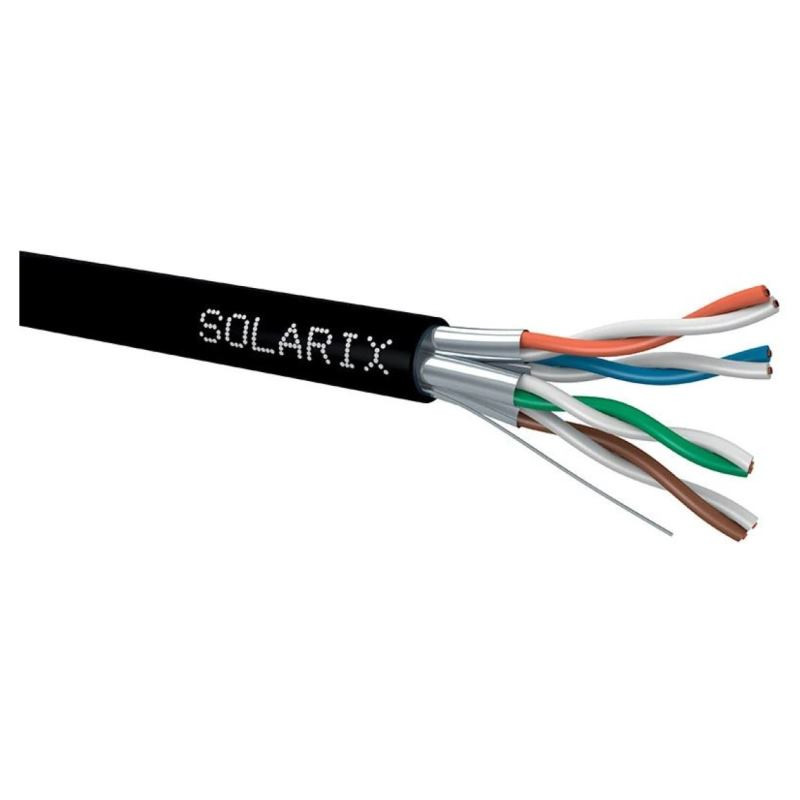SOLARIX kábel CAT6A STP PE Fca, 500m, čierny