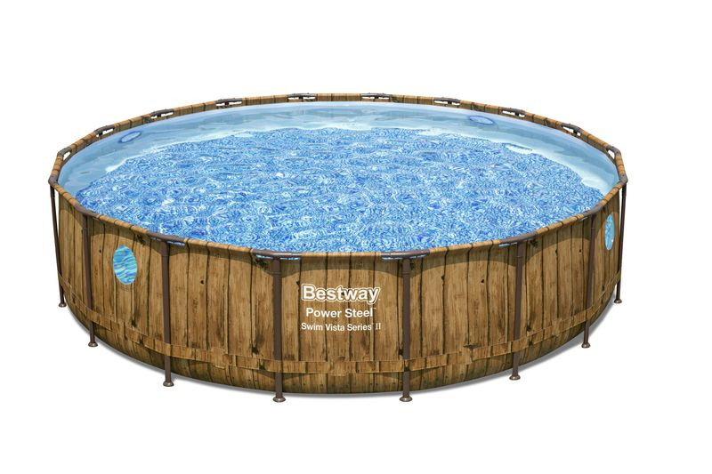 Bazén Bestway® Power Steel™, Vista Series, 56977, kartušová filtrácia, rebrík, plachta, ChemConnect ™ dávkovač, lepiaca záplata,