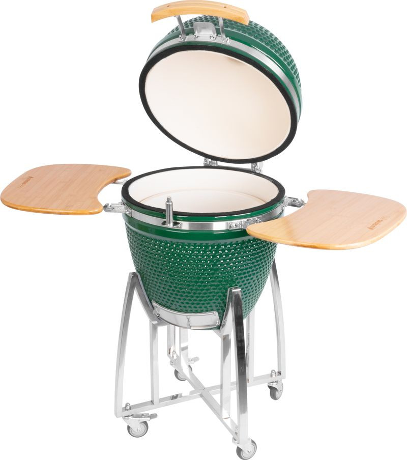 Gril Strend Pro Kamado Egg 21&quot;, priemer 46,7 cm, gril výška 91 cm, zelený, 130x73x122 cm