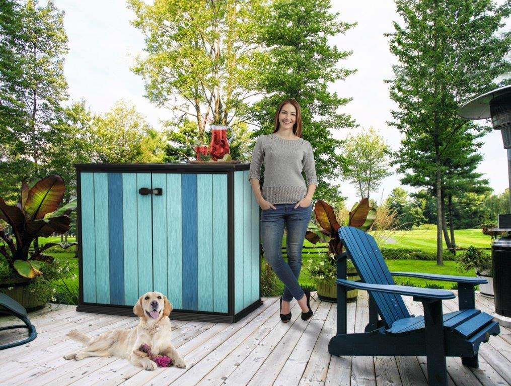 Záhradný box Keter Patio Store šedočierny