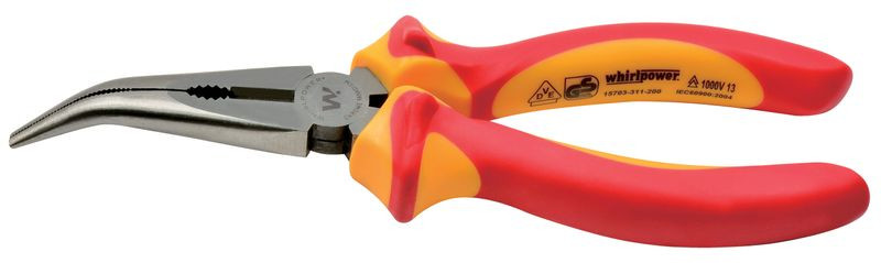 Kliešte Whirlpower® 15703-311 200 mm, elektrikárske, so zahnutým nosom, VDE 1000, DIN5745